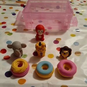 Cute Mini Donut & Animal Erasers (7 Total)